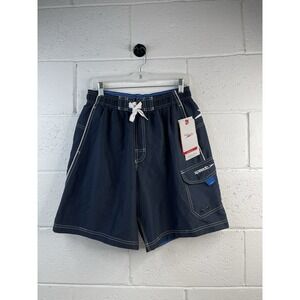 Speedo Mens  Navy Swim Trunks Board Shorts Drawstring Lined Beach Size M NWT